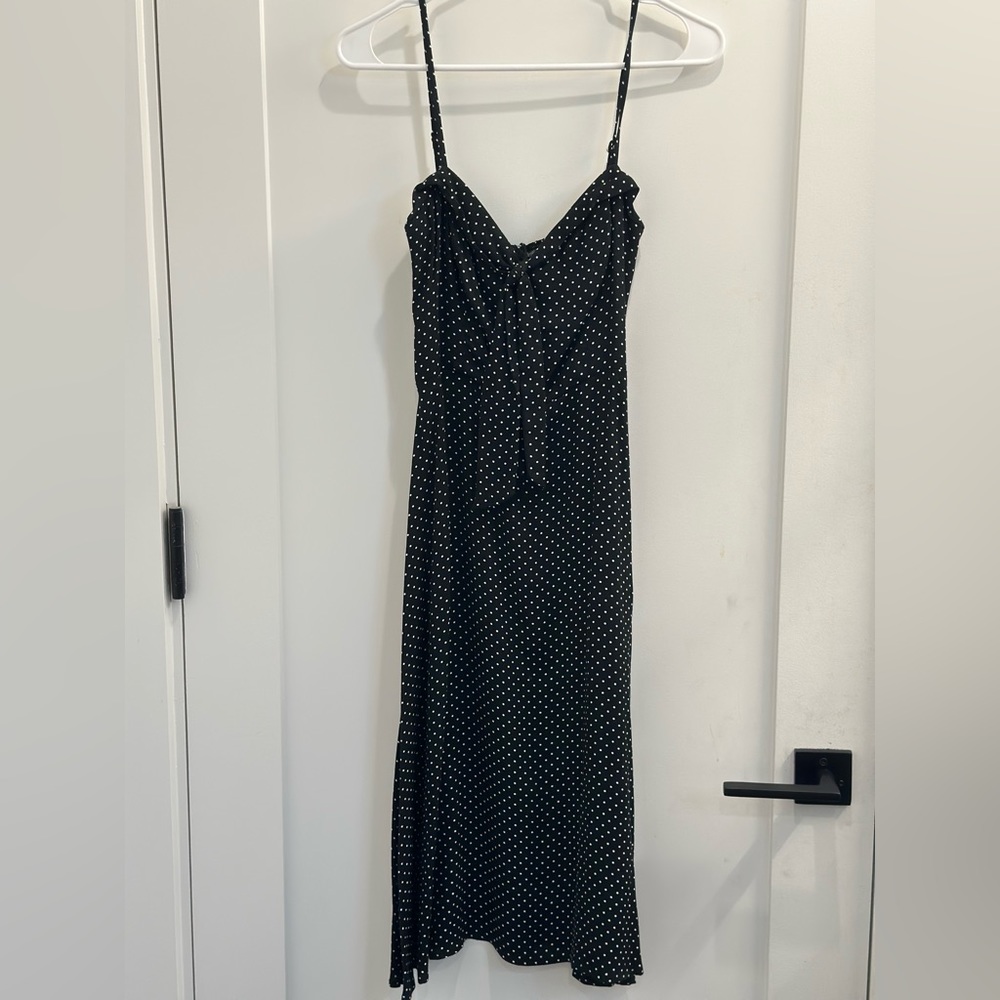 Reformation Polka Dot Tie front Midi Dress Size 2